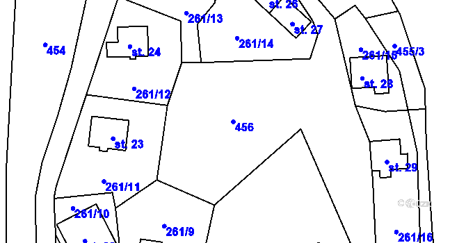 Parcela st. 456 v KÚ Zahrádka u Mirkovic, Katastrální mapa