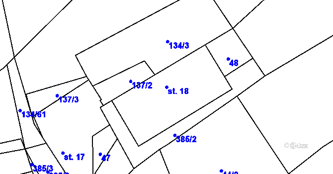Parcela st. 18 v KÚ Mirochov, Katastrální mapa
