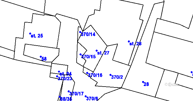 Parcela st. 27 v KÚ Mirochov, Katastrální mapa