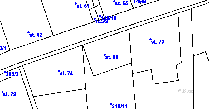 Parcela st. 69 v KÚ Mirochov, Katastrální mapa
