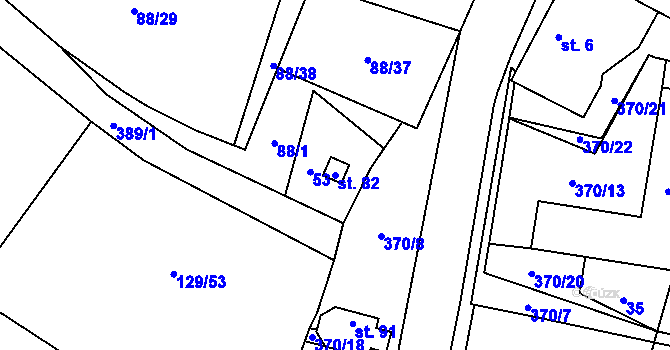 Parcela st. 82 v KÚ Mirochov, Katastrální mapa