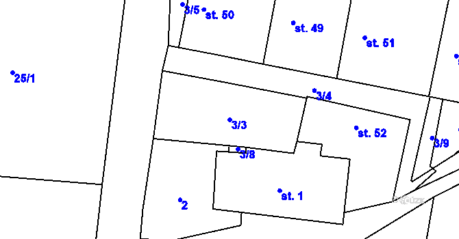 Parcela st. 3/3 v KÚ Mirochov, Katastrální mapa