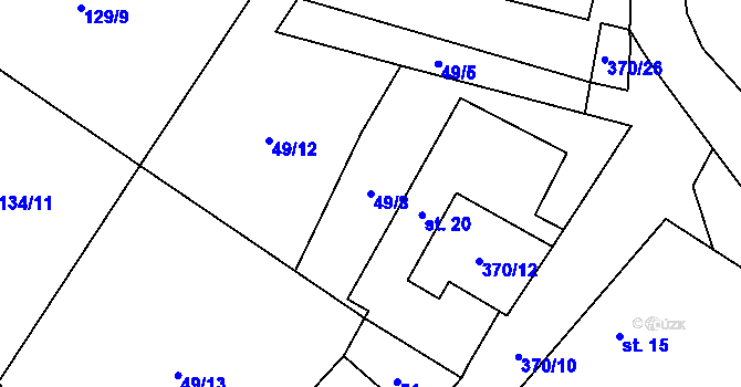 Parcela st. 49/8 v KÚ Mirochov, Katastrální mapa