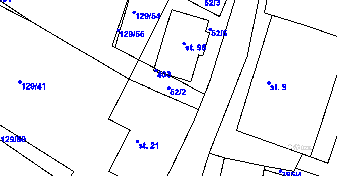 Parcela st. 52/2 v KÚ Mirochov, Katastrální mapa