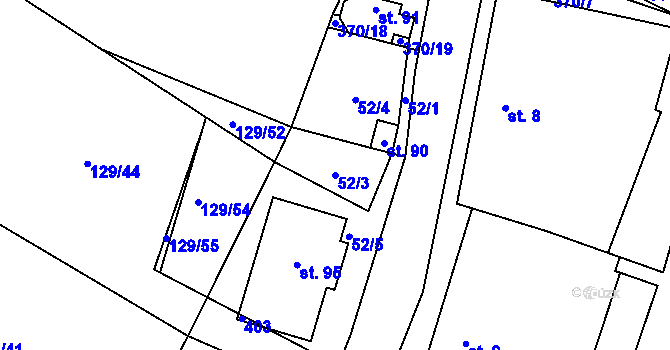 Parcela st. 52/3 v KÚ Mirochov, Katastrální mapa