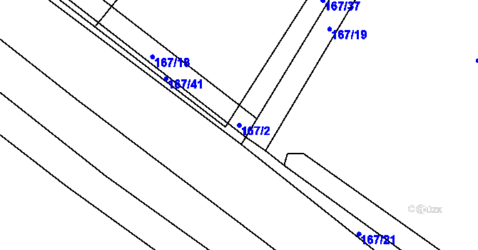 Parcela st. 167/2 v KÚ Mirochov, Katastrální mapa