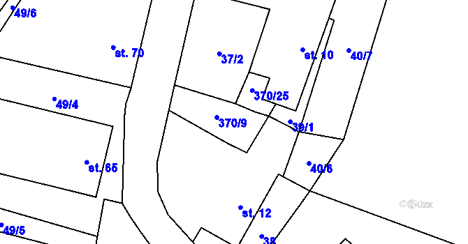 Parcela st. 370/9 v KÚ Mirochov, Katastrální mapa