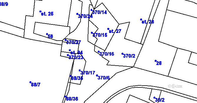 Parcela st. 370/16 v KÚ Mirochov, Katastrální mapa