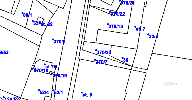 Parcela st. 370/20 v KÚ Mirochov, Katastrální mapa