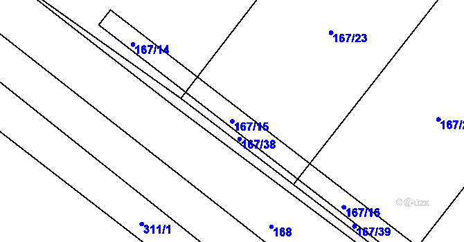 Parcela st. 167/15 v KÚ Mirochov, Katastrální mapa