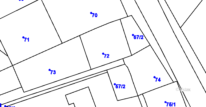 Parcela st. 72 v KÚ Miroslav, Katastrální mapa