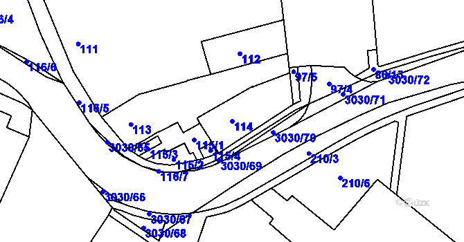 Parcela st. 114 v KÚ Miroslav, Katastrální mapa