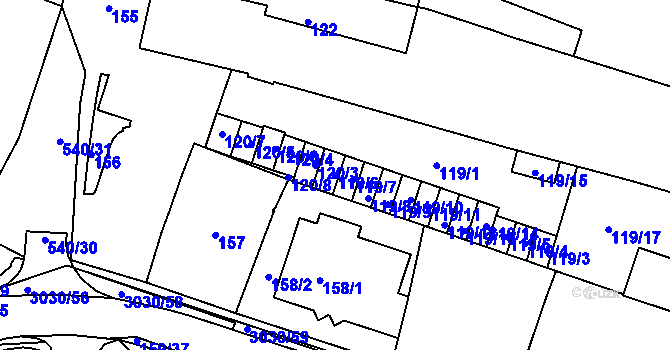 Parcela st. 119/6 v KÚ Miroslav, Katastrální mapa
