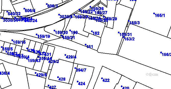 Parcela st. 161 v KÚ Miroslav, Katastrální mapa
