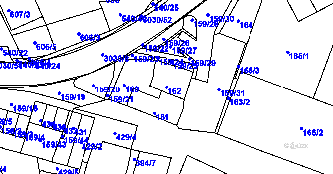 Parcela st. 162 v KÚ Miroslav, Katastrální mapa