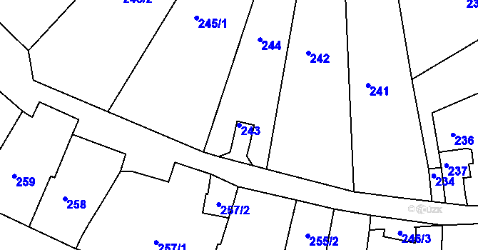 Parcela st. 243 v KÚ Miroslav, Katastrální mapa