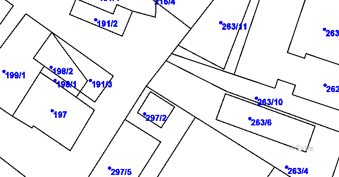 Parcela st. 263/5 v KÚ Miroslav, Katastrální mapa