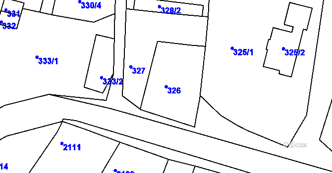 Parcela st. 326 v KÚ Miroslav, Katastrální mapa