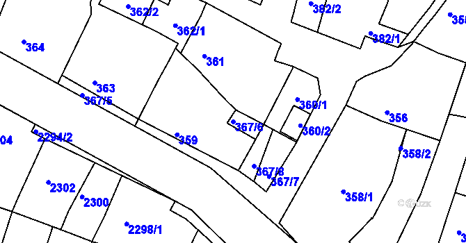 Parcela st. 367/6 v KÚ Miroslav, Katastrální mapa
