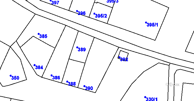 Parcela st. 391 v KÚ Miroslav, Katastrální mapa