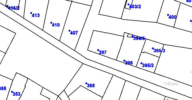 Parcela st. 397 v KÚ Miroslav, Katastrální mapa