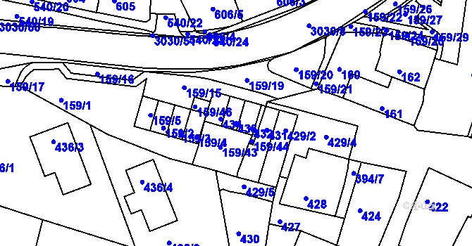 Parcela st. 433 v KÚ Miroslav, Katastrální mapa