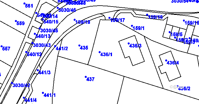 Parcela st. 436/1 v KÚ Miroslav, Katastrální mapa
