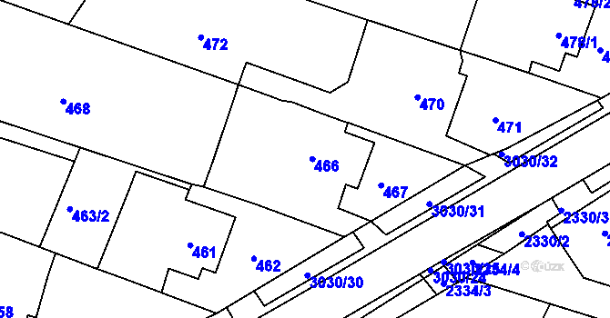Parcela st. 466 v KÚ Miroslav, Katastrální mapa