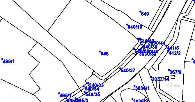 Parcela st. 548 v KÚ Miroslav, Katastrální mapa