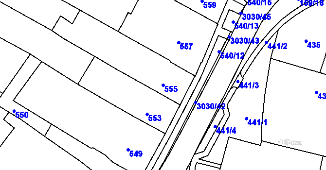 Parcela st. 555 v KÚ Miroslav, Katastrální mapa