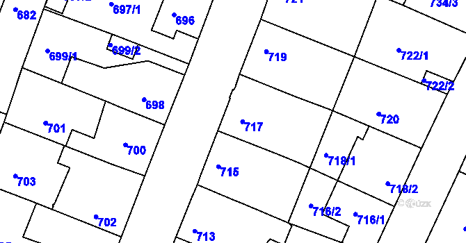 Parcela st. 717 v KÚ Miroslav, Katastrální mapa