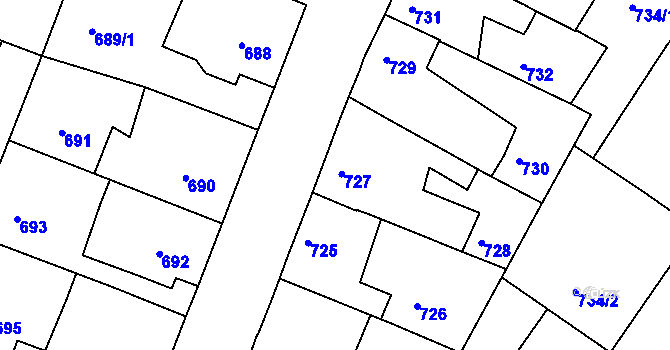 Parcela st. 727 v KÚ Miroslav, Katastrální mapa