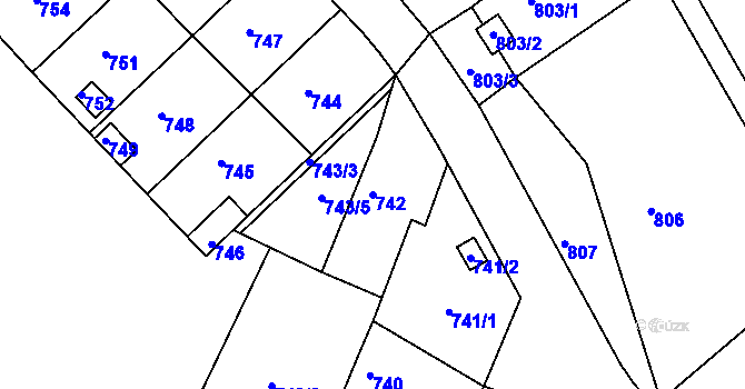 Parcela st. 742 v KÚ Miroslav, Katastrální mapa