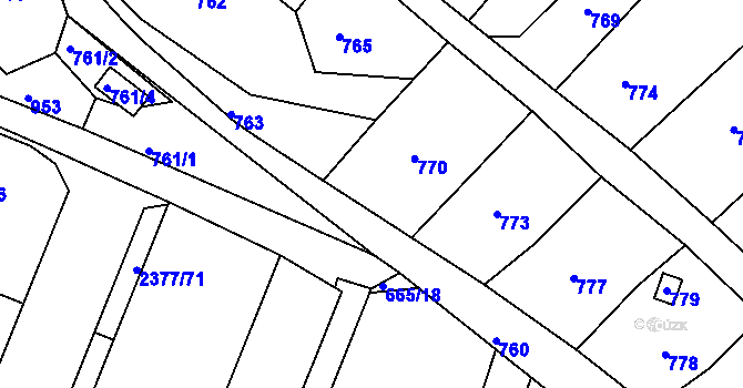 Parcela st. 771 v KÚ Miroslav, Katastrální mapa