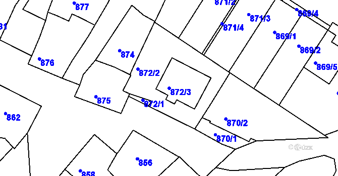Parcela st. 872/3 v KÚ Miroslav, Katastrální mapa