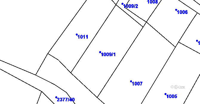 Parcela st. 1009/1 v KÚ Miroslav, Katastrální mapa