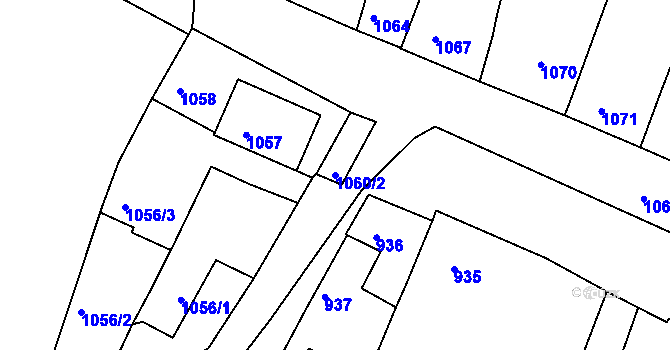 Parcela st. 1060/2 v KÚ Miroslav, Katastrální mapa