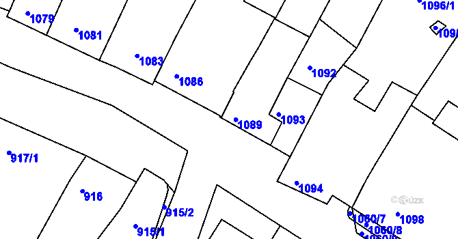 Parcela st. 1089 v KÚ Miroslav, Katastrální mapa