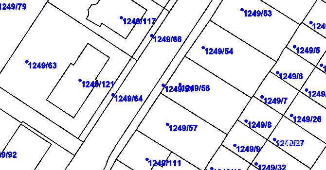 Parcela st. 1249/51 v KÚ Miroslav, Katastrální mapa