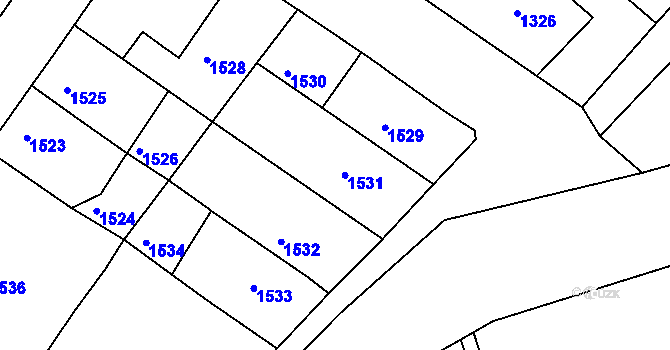 Parcela st. 1531 v KÚ Miroslav, Katastrální mapa