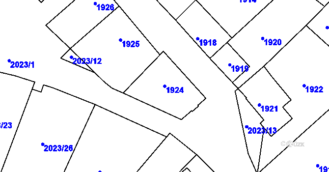 Parcela st. 1924 v KÚ Miroslav, Katastrální mapa