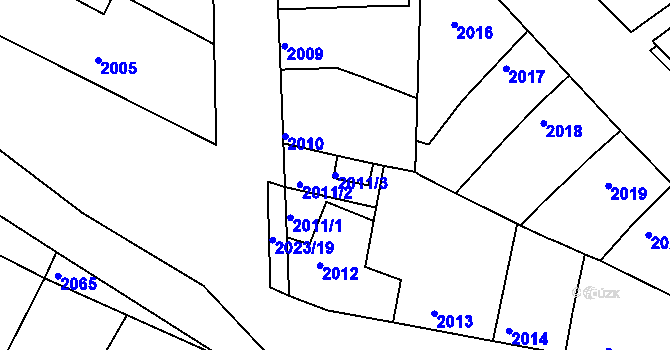 Parcela st. 2011/3 v KÚ Miroslav, Katastrální mapa