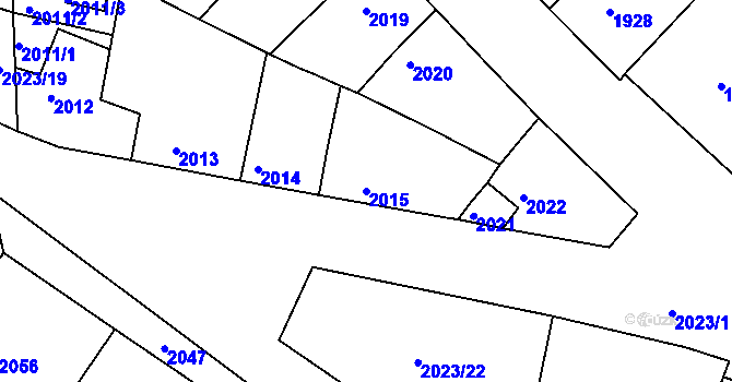 Parcela st. 2015 v KÚ Miroslav, Katastrální mapa