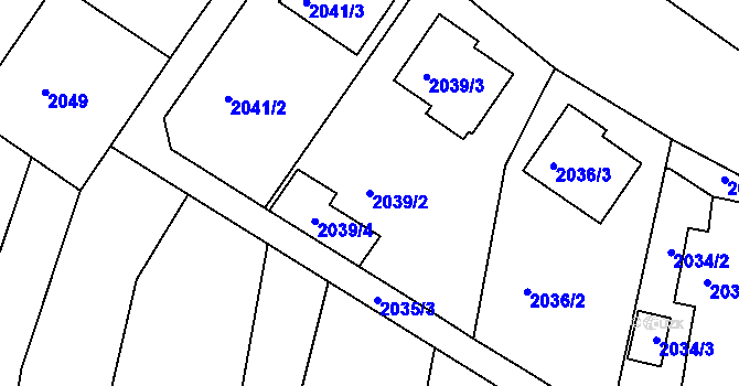 Parcela st. 2039/2 v KÚ Miroslav, Katastrální mapa