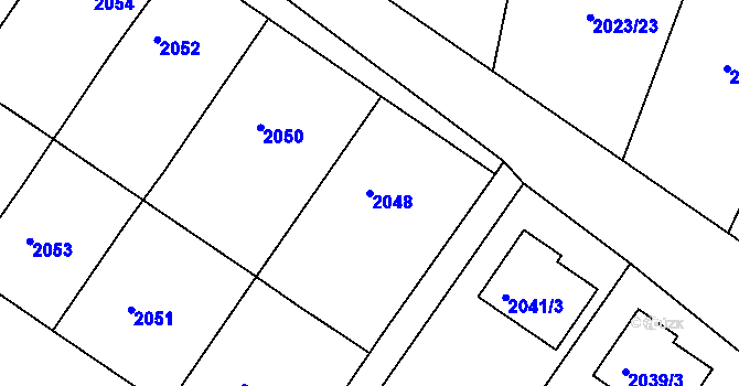 Parcela st. 2048 v KÚ Miroslav, Katastrální mapa