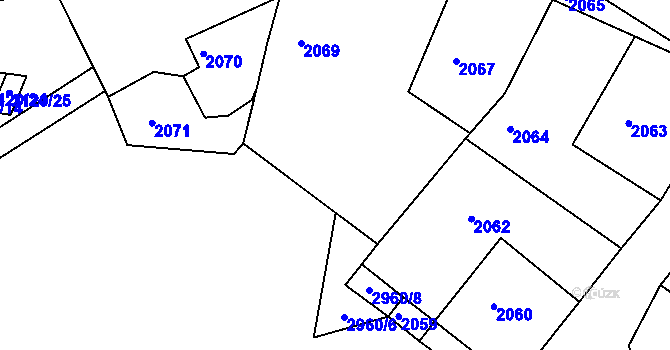 Parcela st. 2068 v KÚ Miroslav, Katastrální mapa