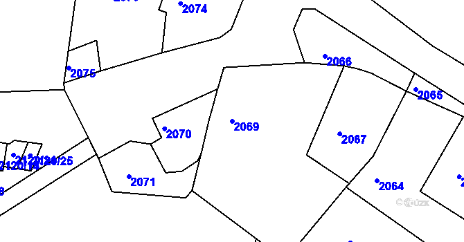 Parcela st. 2069 v KÚ Miroslav, Katastrální mapa