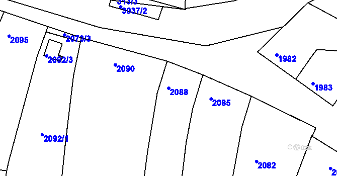 Parcela st. 2088 v KÚ Miroslav, Katastrální mapa