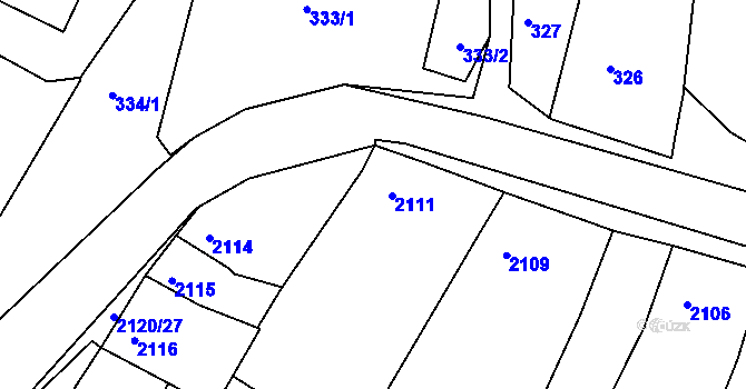 Parcela st. 2111 v KÚ Miroslav, Katastrální mapa