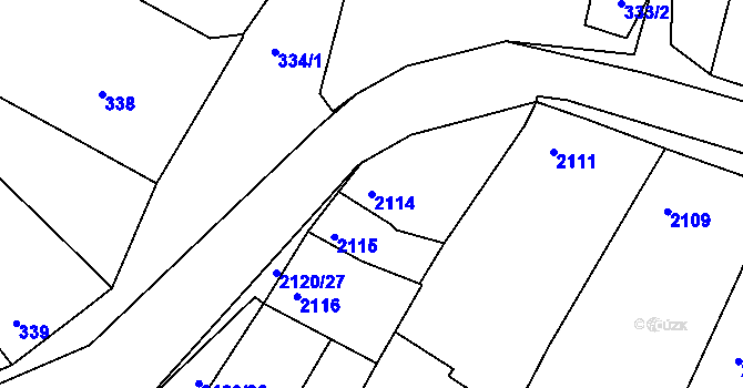 Parcela st. 2114 v KÚ Miroslav, Katastrální mapa